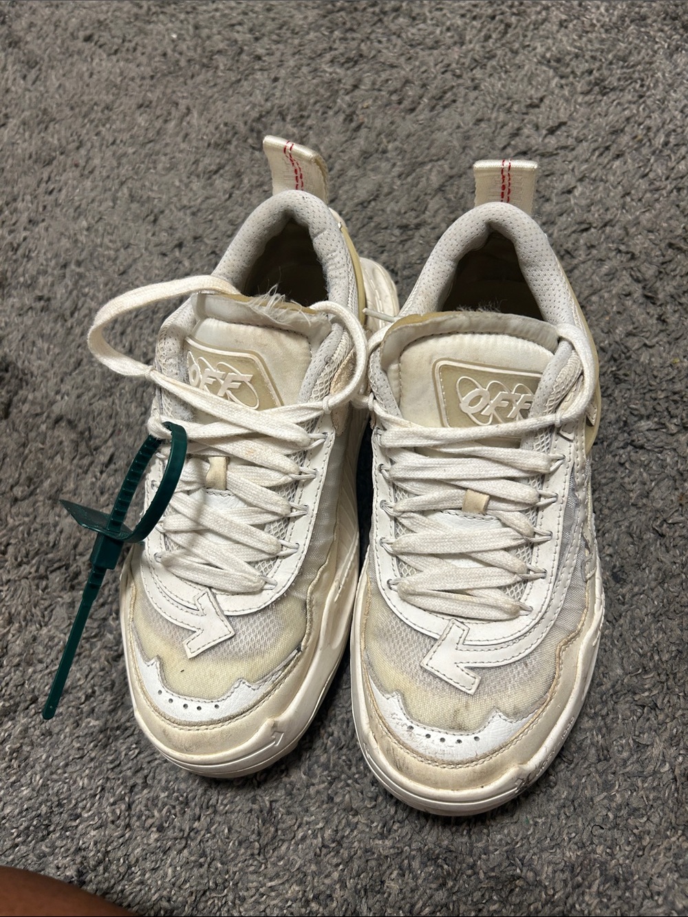 Off-White Women's Cream/White Low-Top Lace-Up Sneakers